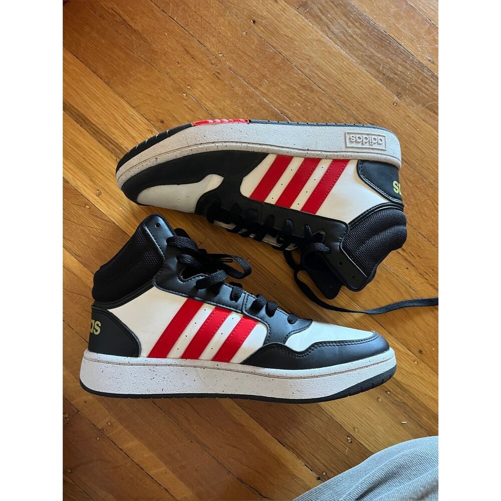 Adidas Hoops Mid 3.0 basketball sneakers white, red, black colorway 6 2022 clean
